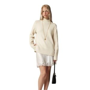 J. Crew Womenβs Cotton Mock Neck Sweater β’ Cream/Pale Bone β’ Small β’ NWT
